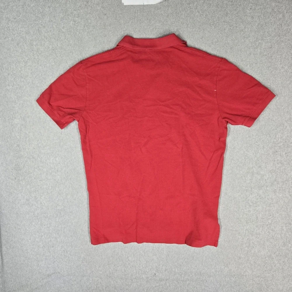 Polo By Ralph Lauren Men Polo L Red Embroidered Button Logo Short Sleeve